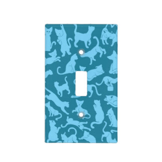 Blue Cat Pattern Light Switch Cover