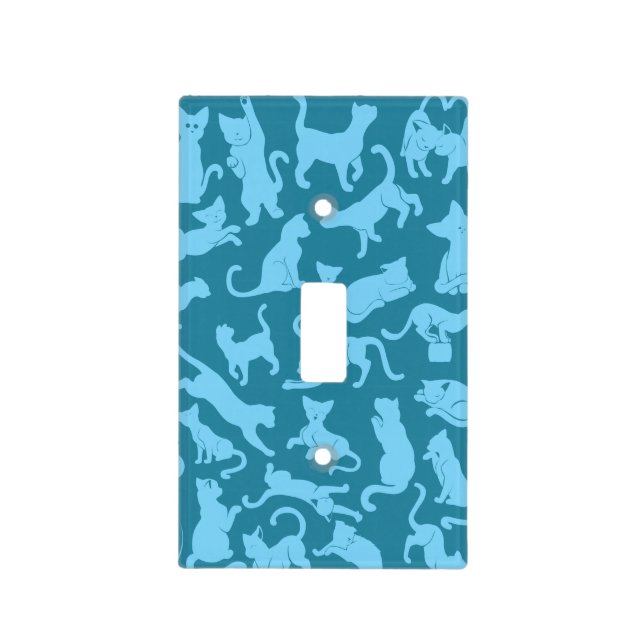 Blue Cat Pattern Light Switch Cover (Front)