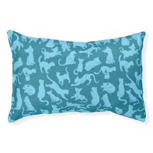 Blue Cat Pattern Pet Bed