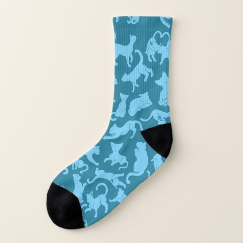 Blue Cat Pattern Socks