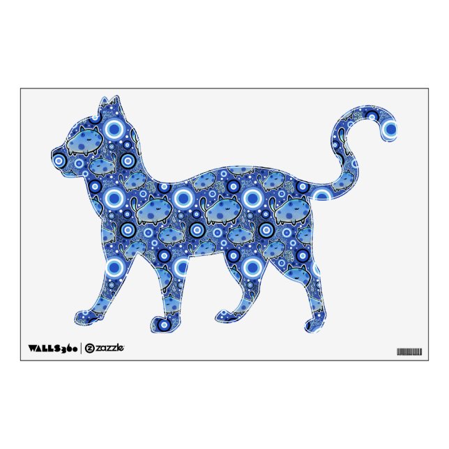 Blue Cat Pattern Wall Decal (Front)