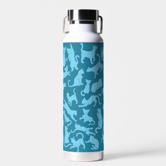Blue Cat Pattern Water Bottle