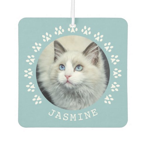 Blue Cat Paw Prints Frame Pet Photo Air Freshener