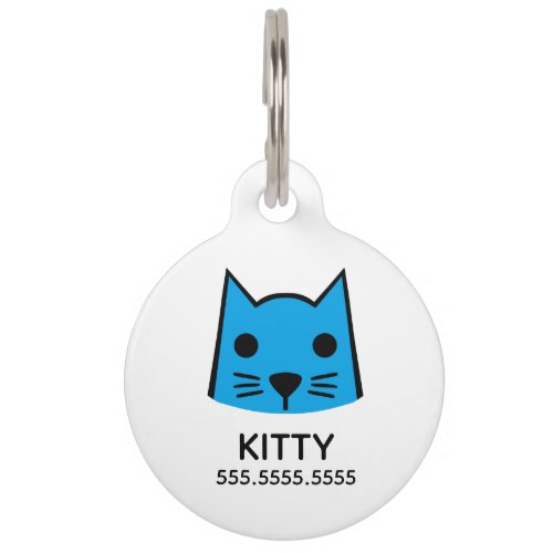 Blue Cat Personalized Pet Details  QR Code Pet ID Tag