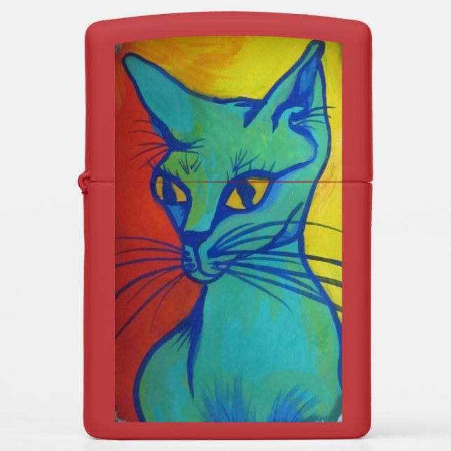 blue cat portrait lighter (Front)