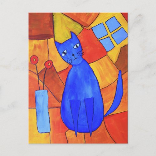 Blue Cat Postcard