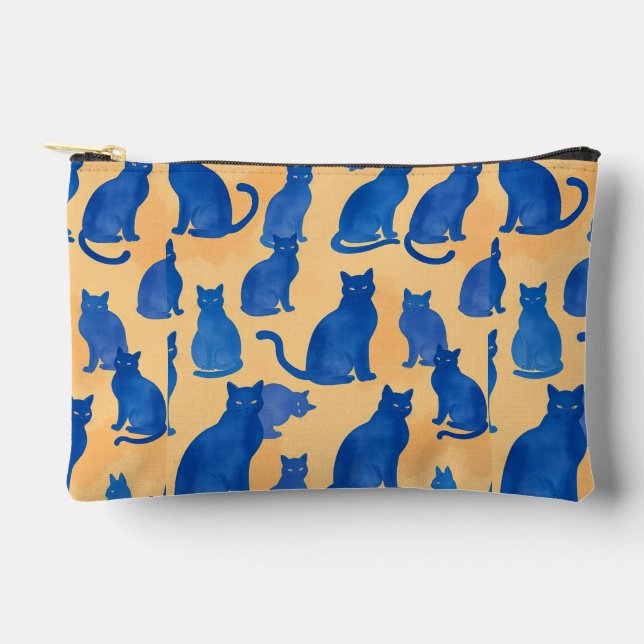 Blue Cat Silhouette Print Cut Sew Bag (Front)