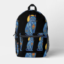 Blue Cat Tattoo Print Cut Sew Bag