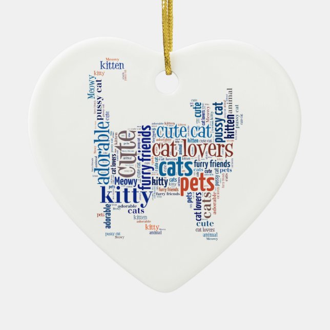 Blue Cat text design Ceramic Ornament (Front)