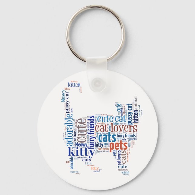Blue Cat text design Keychain (Front)