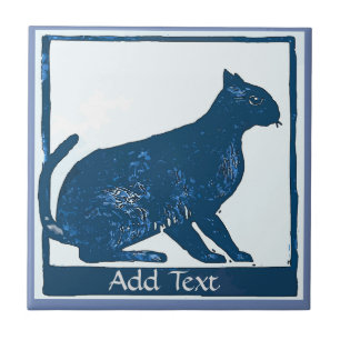 Blue Cat Tile,add text Ceramic Tile