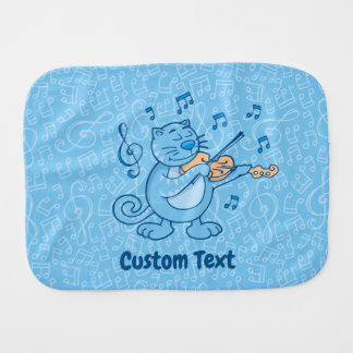 Blue Cat with Violin Burp Cloth