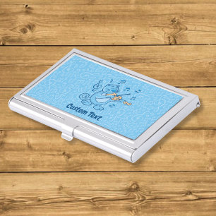Blue Cat with Violin Business Card Case