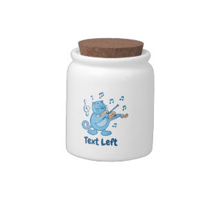 Blue Cat with Violin Candy Jar