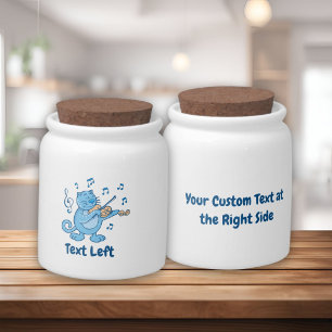 Blue Cat with Violin Candy Jar