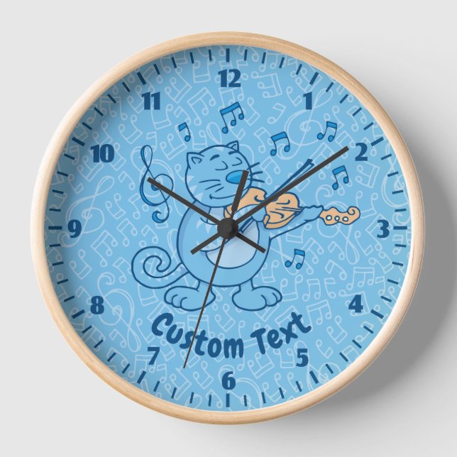 Blue Cat with Violin Clock (Front)