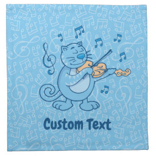 Blue Cat with Violin Cloth Napkin