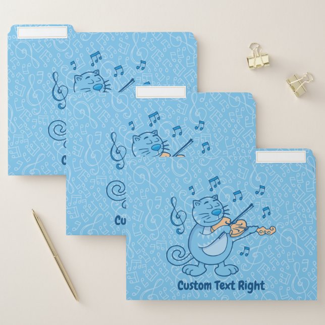 Blue Cat with Violin File Folder (Set)