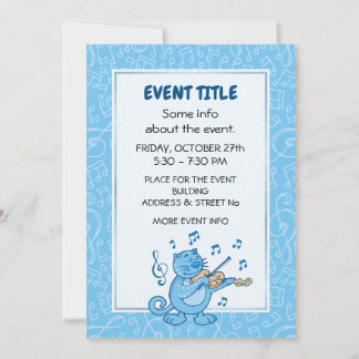 Blue Cat with Violin Invitation