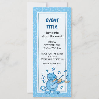 Blue Cat with Violin Invitation