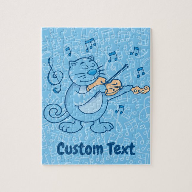 Blue Cat with Violin Jigsaw Puzzle (Vertical)