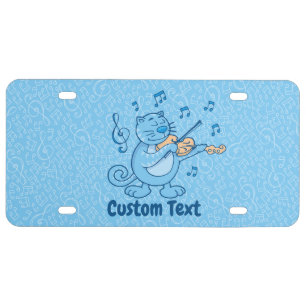 Blue Cat with Violin License Plate