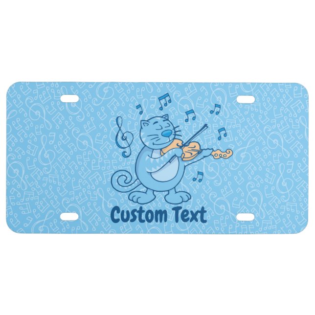 Blue Cat with Violin License Plate (Front)