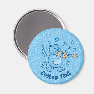 Blue Cat with Violin Magnet