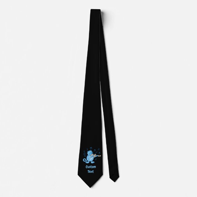 Blue Cat with Violin Neck Tie (Front)
