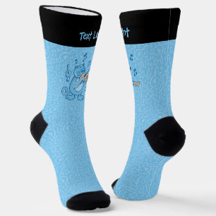 Blue Cat with Violin Socks