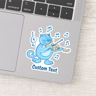 Blue Cat with Violin Sticker