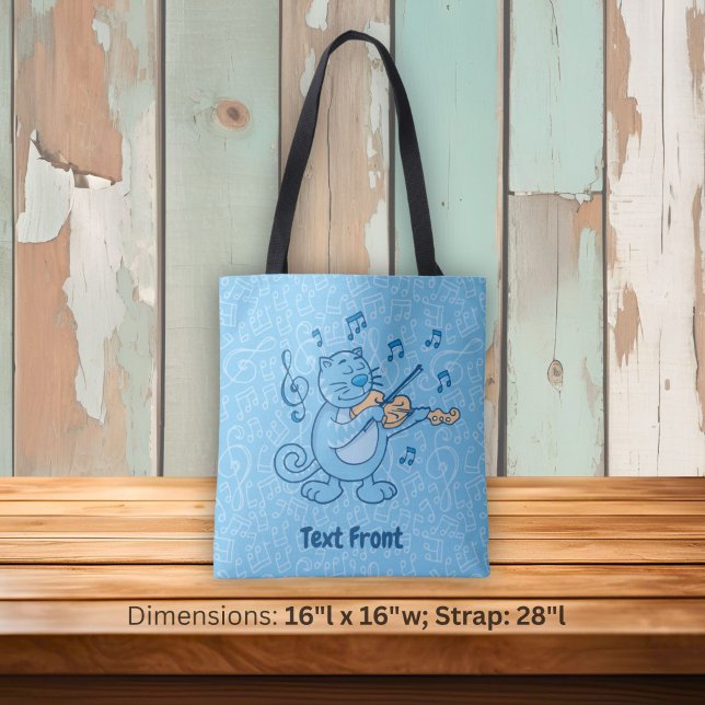 Blue Cat with Violin Tote Bag (Creator Uploaded)