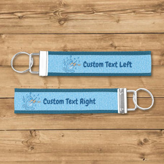 Blue Cat with Violin Wrist Keychain