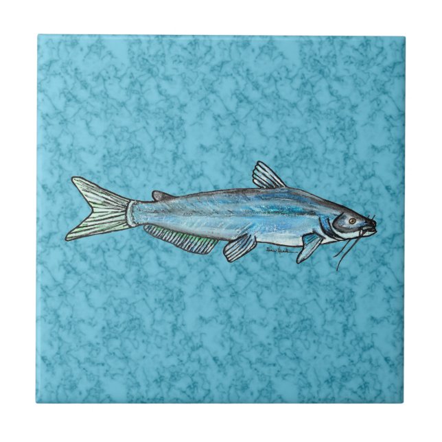 Blue Catfish Ceramic Tile (Front)
