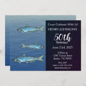 Blue Catfish Fishing Themed Birthday Invitation (Front/Back)