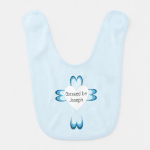 Blue Catholic Baptism Baby Bib for Boys