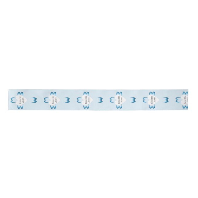 Blue Catholic Baptism Favor Ribbon for Boys (Front)