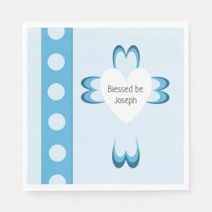 Blue Catholic Baptism Party Napkins for Boys