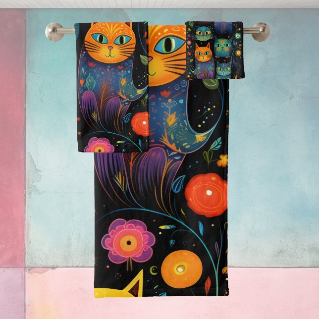 Blue cats bath towel set (Creator Uploaded)