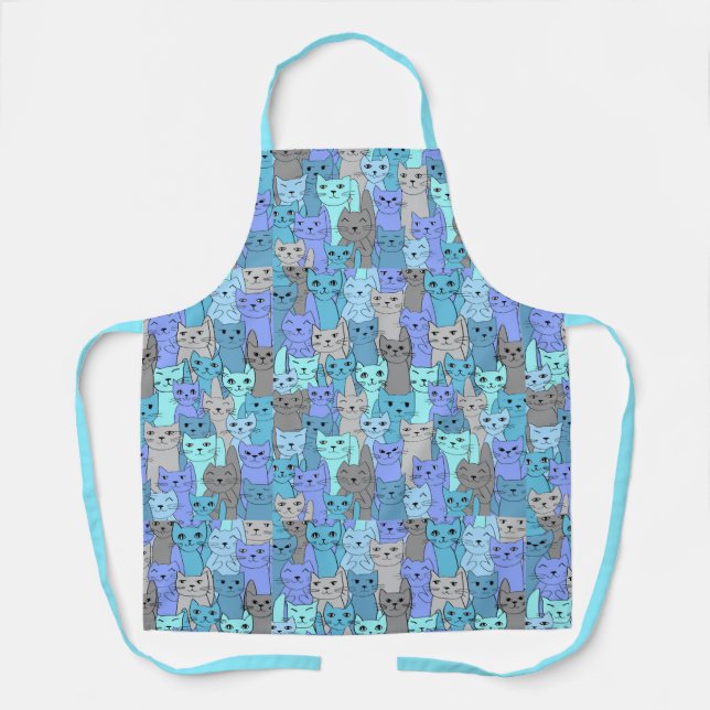 Blue Cats Cats Cats Design Apron (Front)