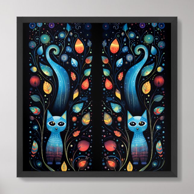 Blue cats framed art (Framed Front)