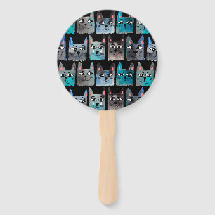 Blue cats hand fan
