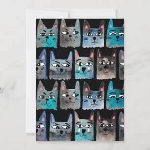 Blue cats invitation