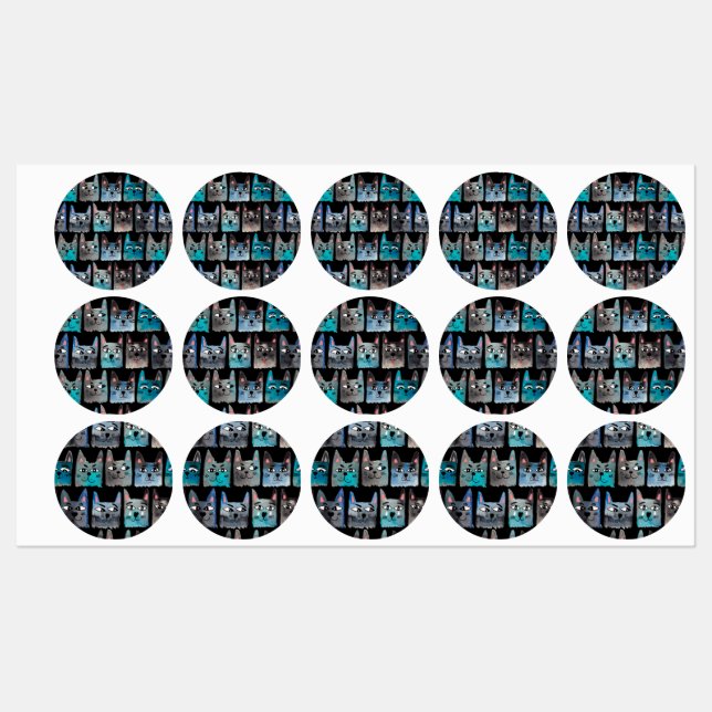 Blue cats labels (Sheet)