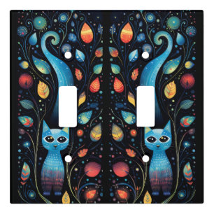 Blue cats light switch cover