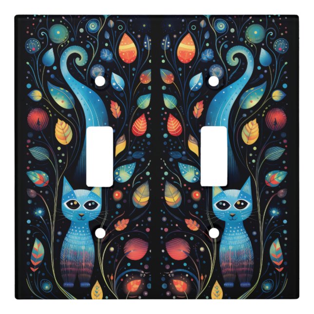 Blue cats light switch cover (Front)