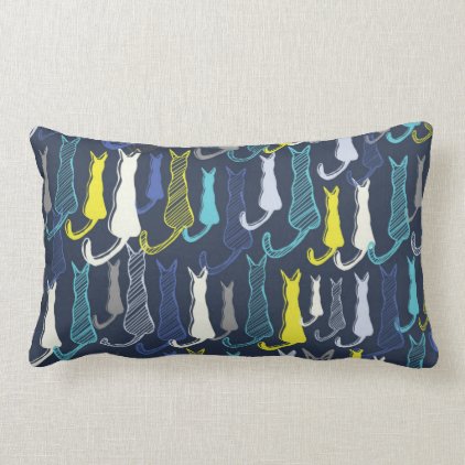 Blue Cats Lumbar Pillow