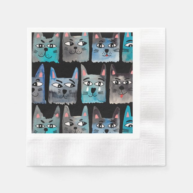 Blue cats napkins (Front)
