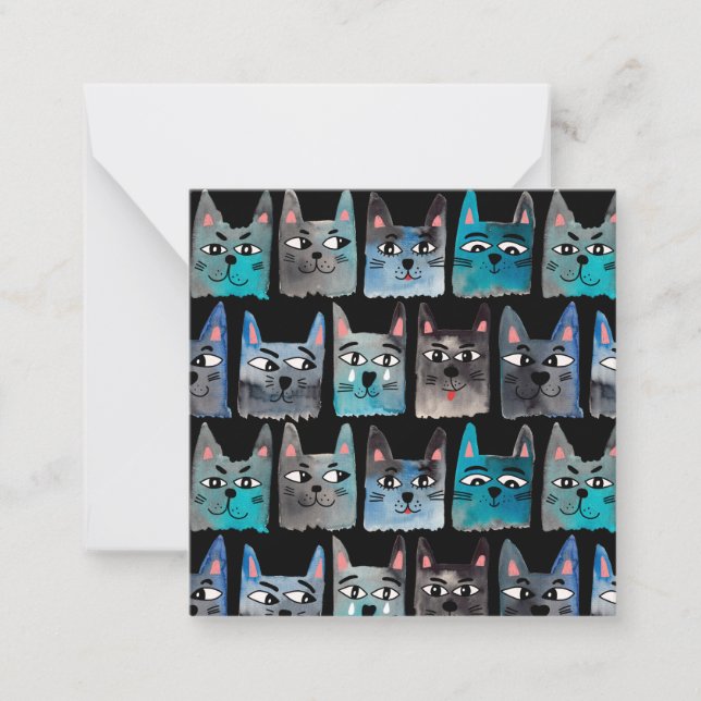 Blue cats note card (Front)
