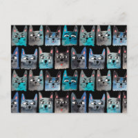 Blue cats postcard
